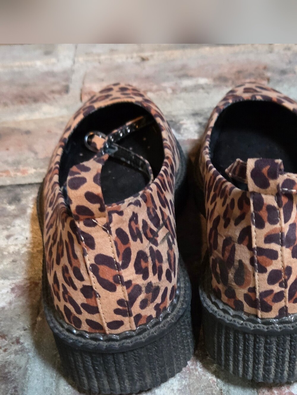 T.U.K. Footwear Leopard Pointed Ballet Ankle Strap Creeper FOR REPAIR - DAMAGED - Picture 4 of 10
